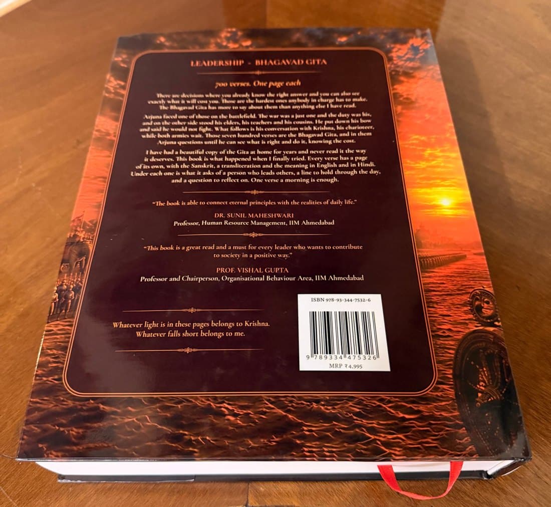 The Ethical Leader's Gita, back cover